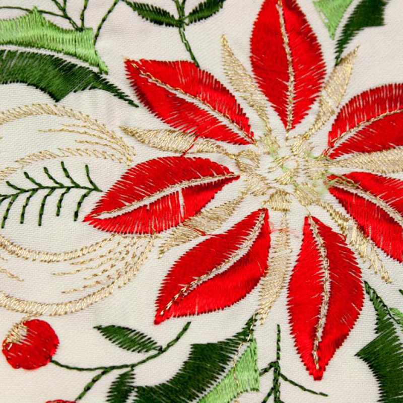 Holly and Flower Square Embroidered Tablecloth