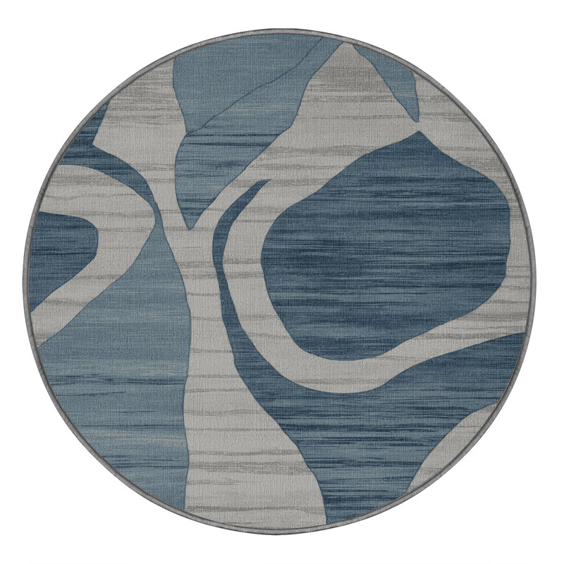 Tapis abstrait gris lavable à la machine, Rond 4 pi