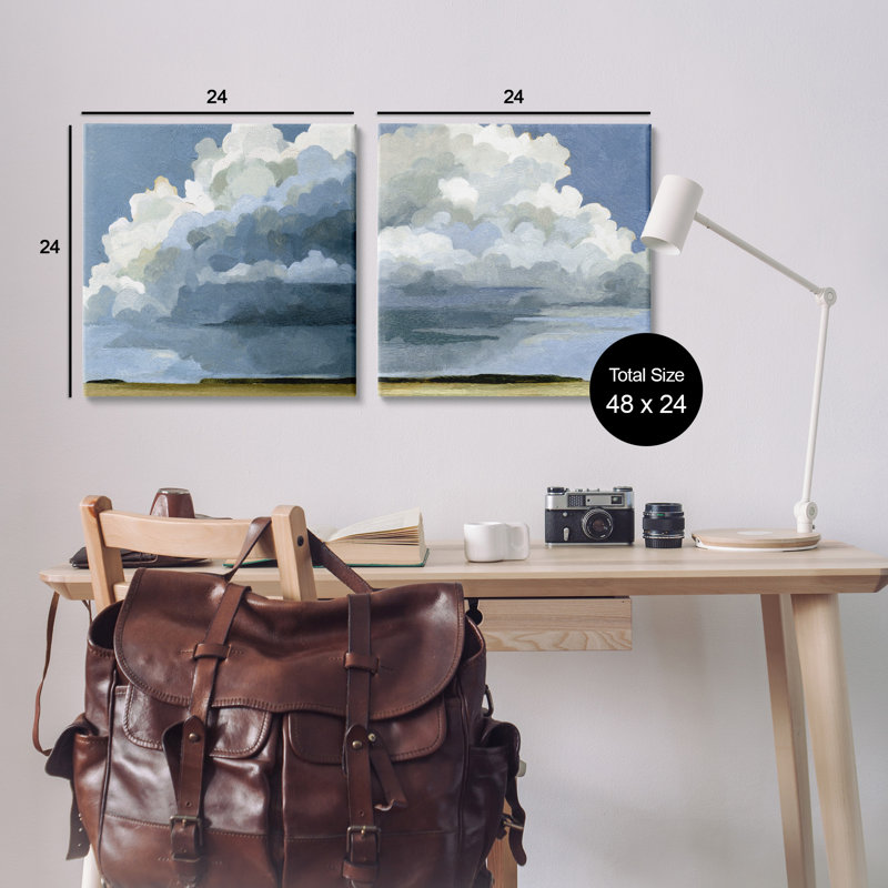 Sublime peinture de paysage extérieur temps nuageux Emma Caroline, H 24 po x l 24 po