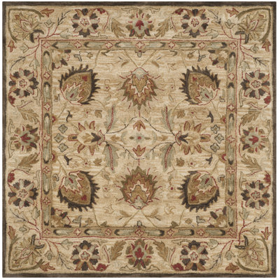 Armintha Oriental Hand-Tufted Wool Beige Area Rug