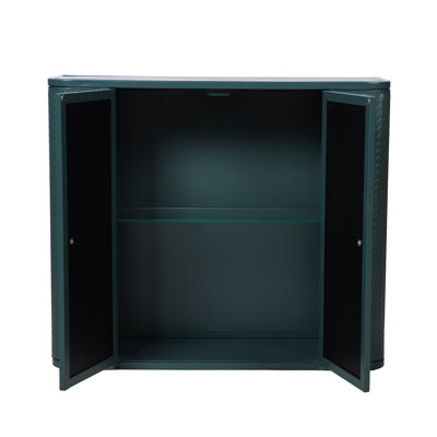 Bathroom Cabinet With 2 Mirrored Doors And Open Compartment, Design, Antique Black, Steel, 26.9 In Depth, 23.7 Height For Bathroom, Doors, Metal Contemporary Style,
