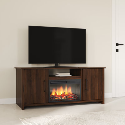 Fernley 60" Transitional TV Stand For Living Room With Integrated Fireplace