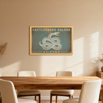 Animals Rattlesnake Saloon Arizona Sign Pattern Print