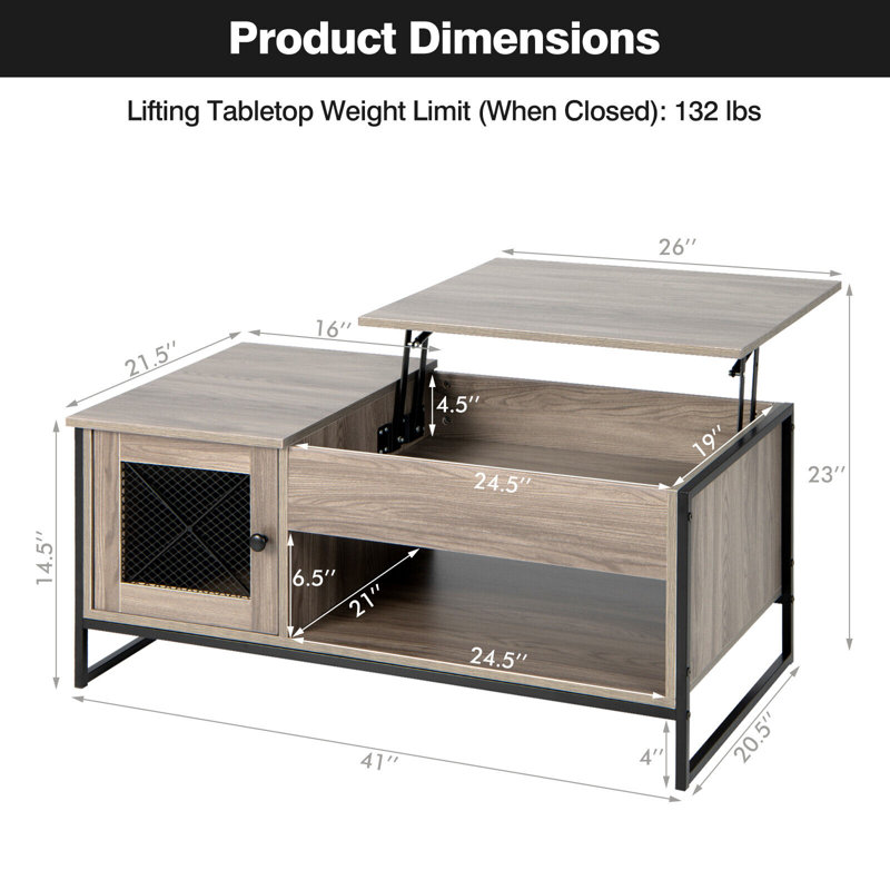 Table basse traîneau extensible avec rangement Geryon