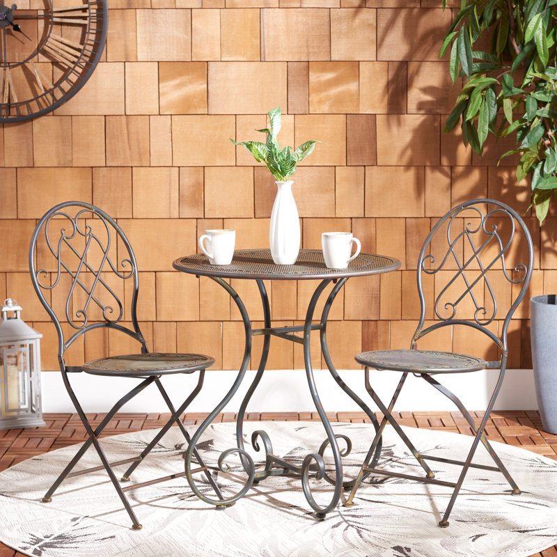 Craciuna 2 - Person Patio Dining Set with Round Table, Antique Black