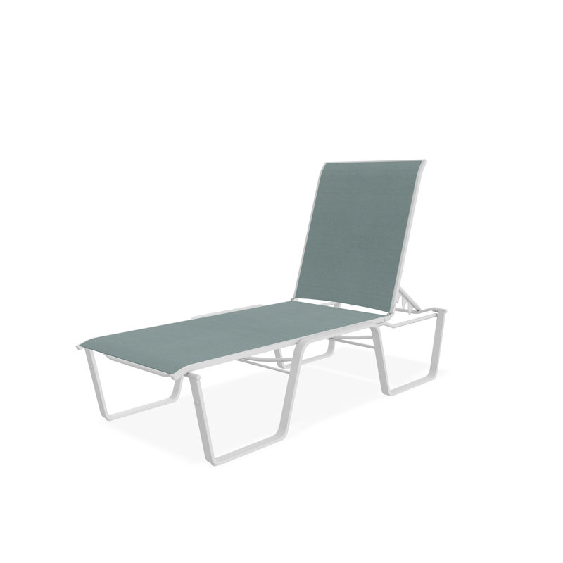 Aruba II Sling Aluminum Frame Four-Position Lay-flat Stacking Armless Chaise, White, Augustine Mineral