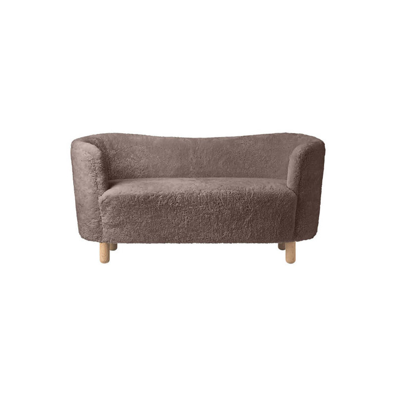 Mingle Loveseat, Sheepskin Moonlight, Natural Oak