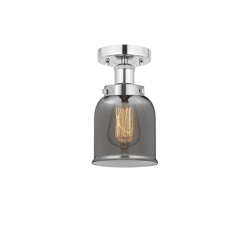 Plafonnier semi-encastré en verre Cordaville, Fumée foncée, Chrome poli
