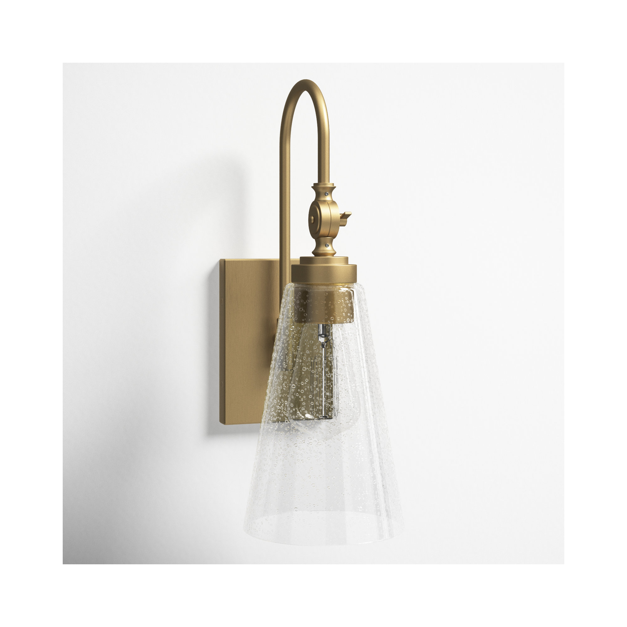 Picola Single Light Glass Dimmable Wall Sconce, Warm Brass