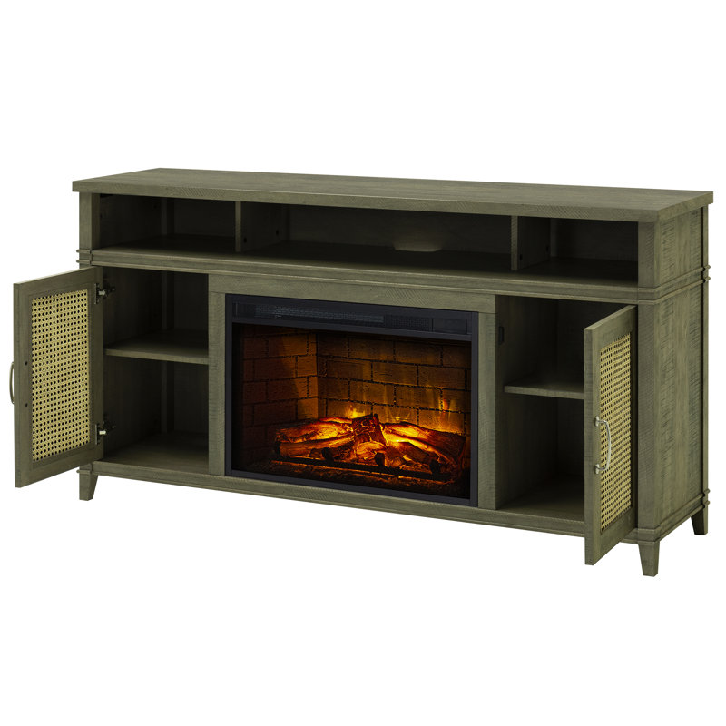 Meuble télé avec foyer électrique pour téléviseur de 65 po ou moins Socotrine, Gris