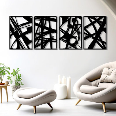 Art mural, décoration minimaliste, peintures, décorations murales, structures 3D, décor pour salon, chambre, salle de bain, bureau (style noir 1)