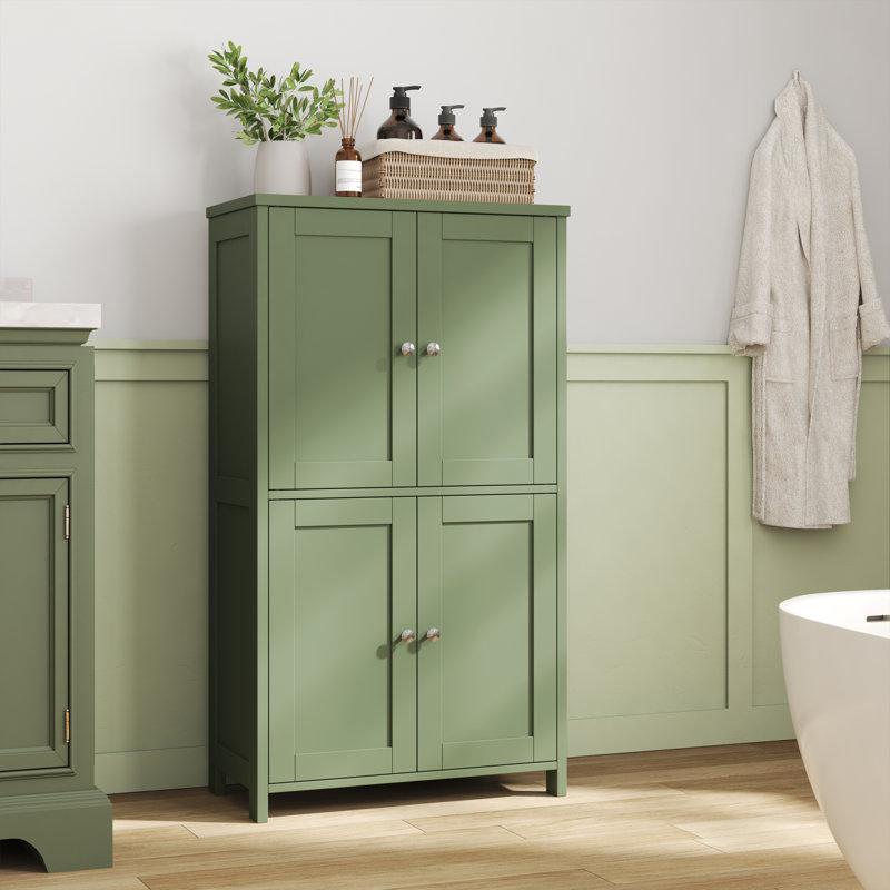 Armoire de rangement à 4 portes avec tablettes réglables - Organisateur polyvalent pour le salon, la cuisine, la salle de bain et le vestibule