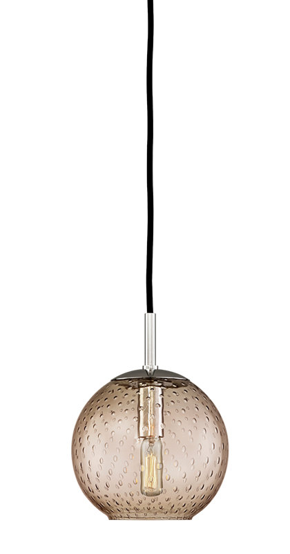 Rousseau 1 Light Pendant, Polished Chrome, Blue, 7.75" H X 6" W X 6" D