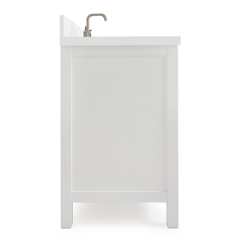 Cambridge 61'' W Single Vanity, Satin Nickel, White