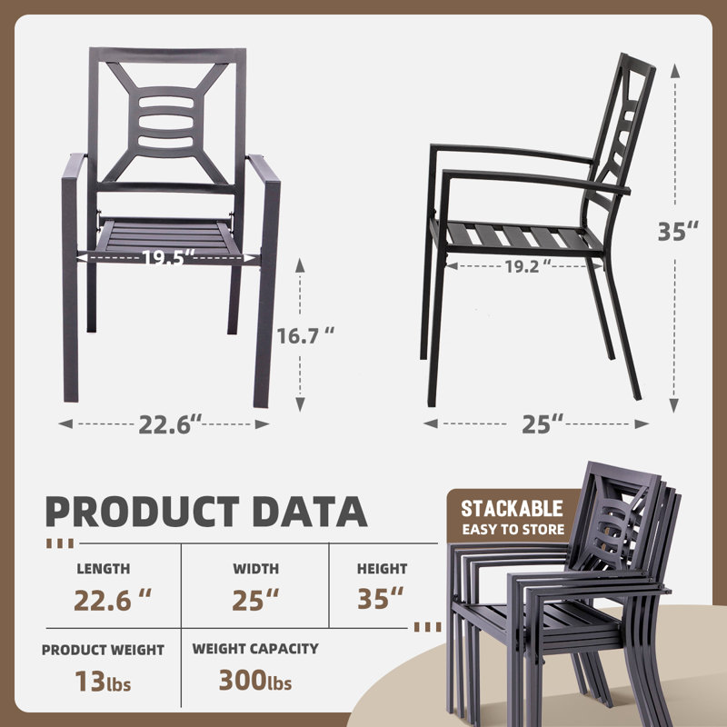 Jeanpierre Metal Outdoor Stacking Dining Armchair