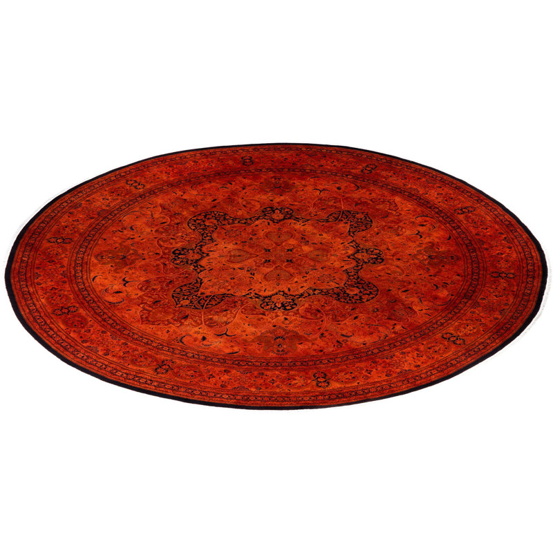 Tapis rond en laine orange unique 12 pi 1 po x 12 pi 1 po Huckstep