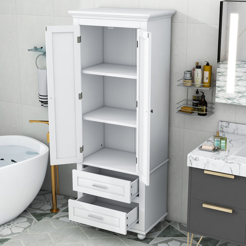 Armoire de salle de bain autoportante à deux tiroirs Nayora