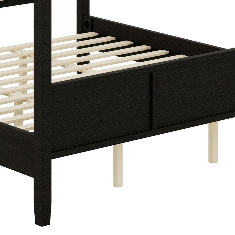Lit moderne en bois, style baldaquin et tête de lit tapissier exquise, Black