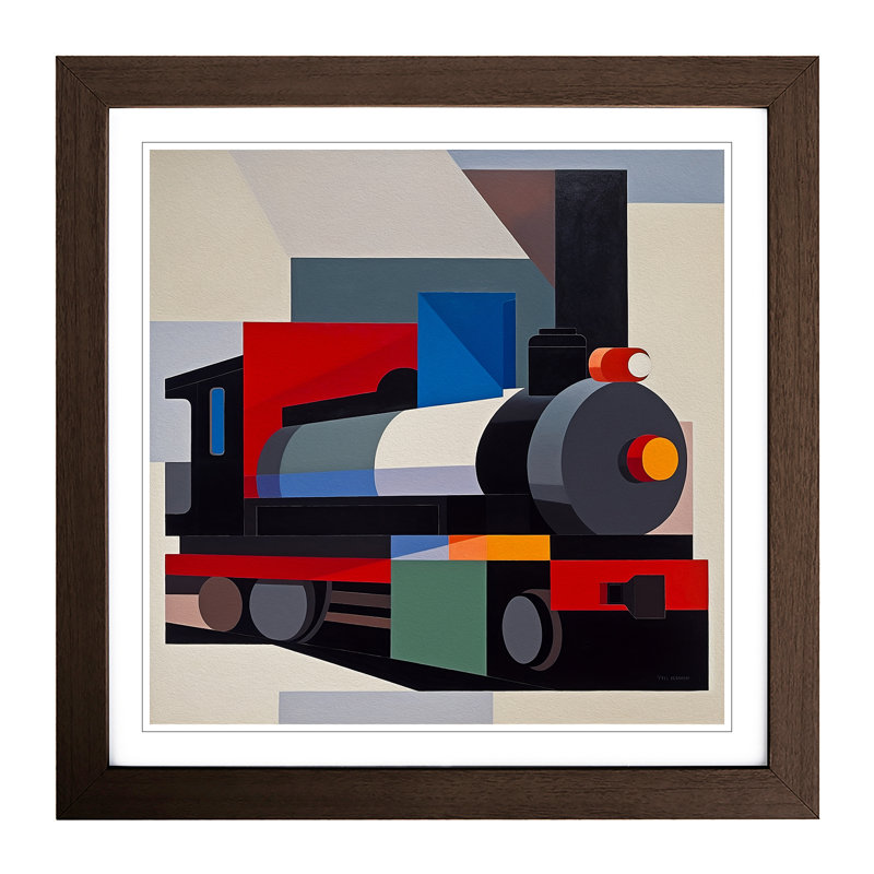 Train Suprematism No.1 - Framed Print, Walnut