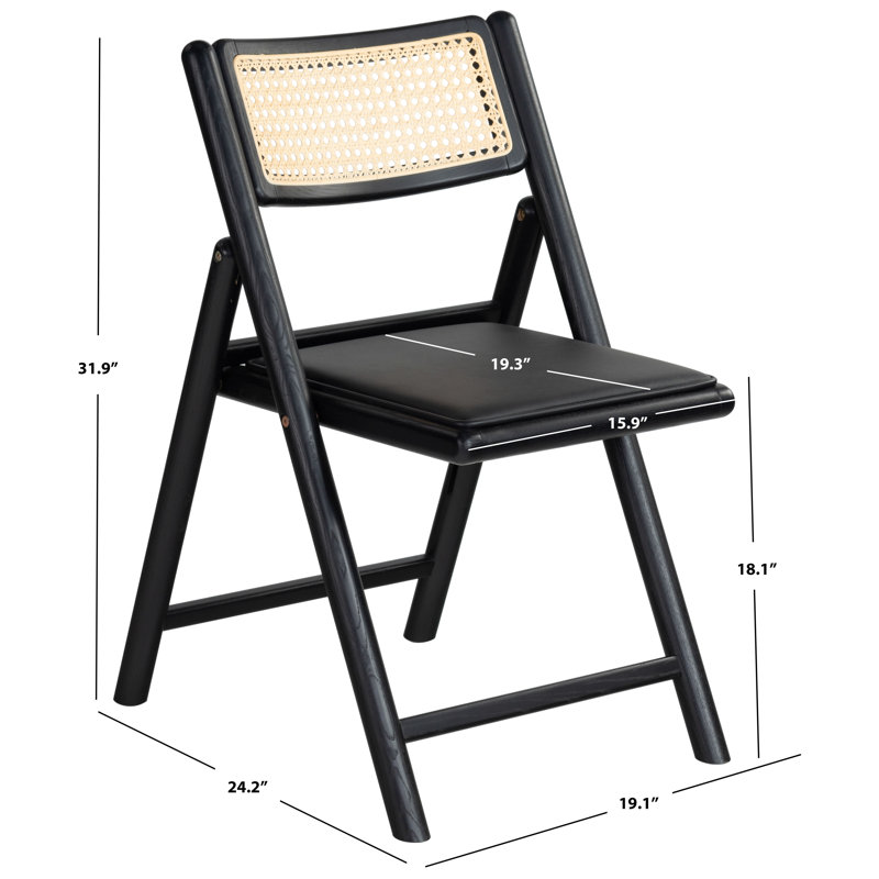 Shaylie Upholstered Seat Folding Dining Chair, Black/Natural