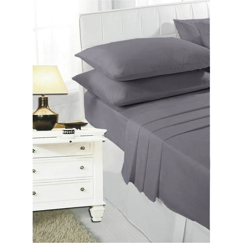 Deirdre 200 Thread Count Egyptian Certified Cotton Flat Sheet, Double (4'6), Grey