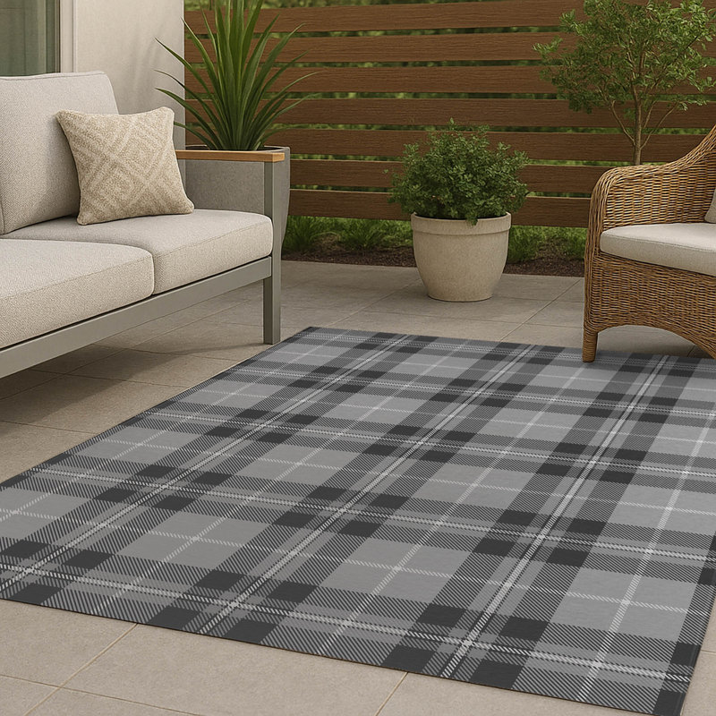 Tapis d'extérieur antidérapant Tartan Block, Rectangle 4pi x 6 pi