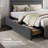 Candler Queen Bed With 4 Drawers And Headboard, Velvet Upholstered Platform Bed, Sturdy Metal & Wooden Slats Support, No Box Spring Needed, Easy Assembly-2000677983-2000677984