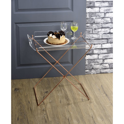 Table d'appoint rectangulaire non pliable avec plateau amovible en acrylique transparent de 5 mm et base tubulaire en métal en forme de « X » de 8 mm, dimensions : 56 cm, profondeur : 41 cm, capacité de charge : 45 kg. Caractéristiques : pliable, large, haute et profonde.