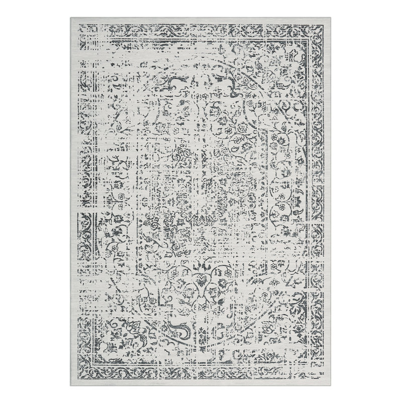 Oriental Machine Washable Rug Non-Slip Area Rug for Living Room Low-Pile Rug Indoor Floor Cover Floral Rug for Bedroom Dining Room Hallway Kitchen Office