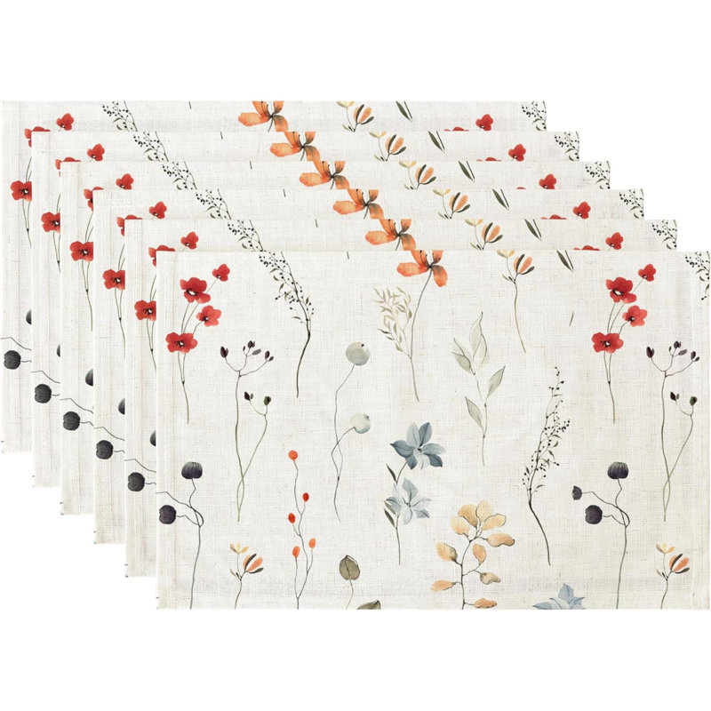 Napperons en tissu de lin, napperons Boho imperméables et durables pour la cuisine, ensemble de 6 napperons rustiques lavables