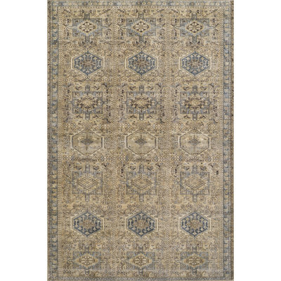 Tapis bleu campagnard en polyester Bungalow Bungalow