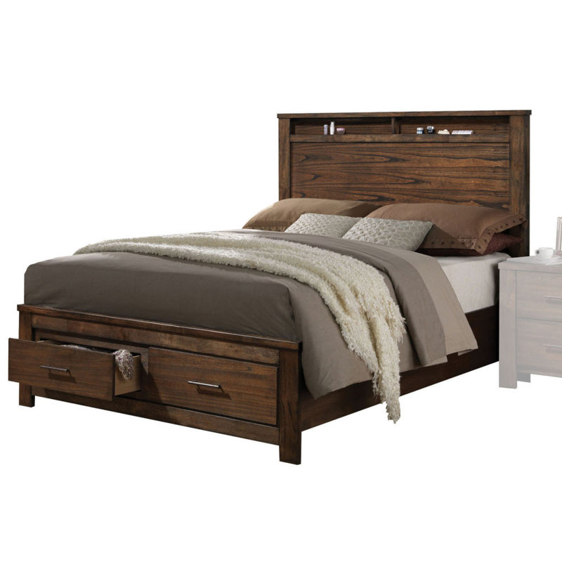 Lit en bois avec tête de lit et pieds de lit, Très grand lit
