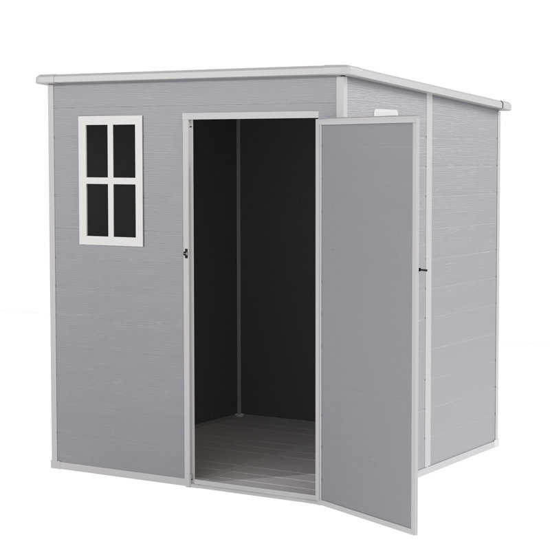 Remise de rangement extérieure en résine 6 po x 6 po avec plancher, Gris