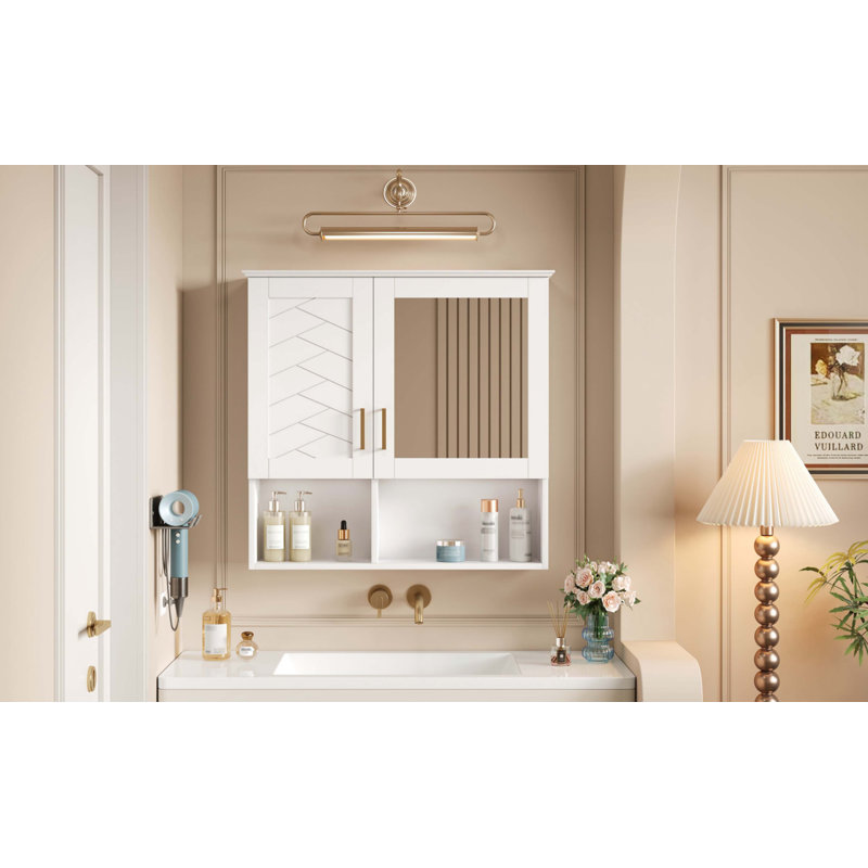 2-In-1 Bathroom Mirror Cabinet, White