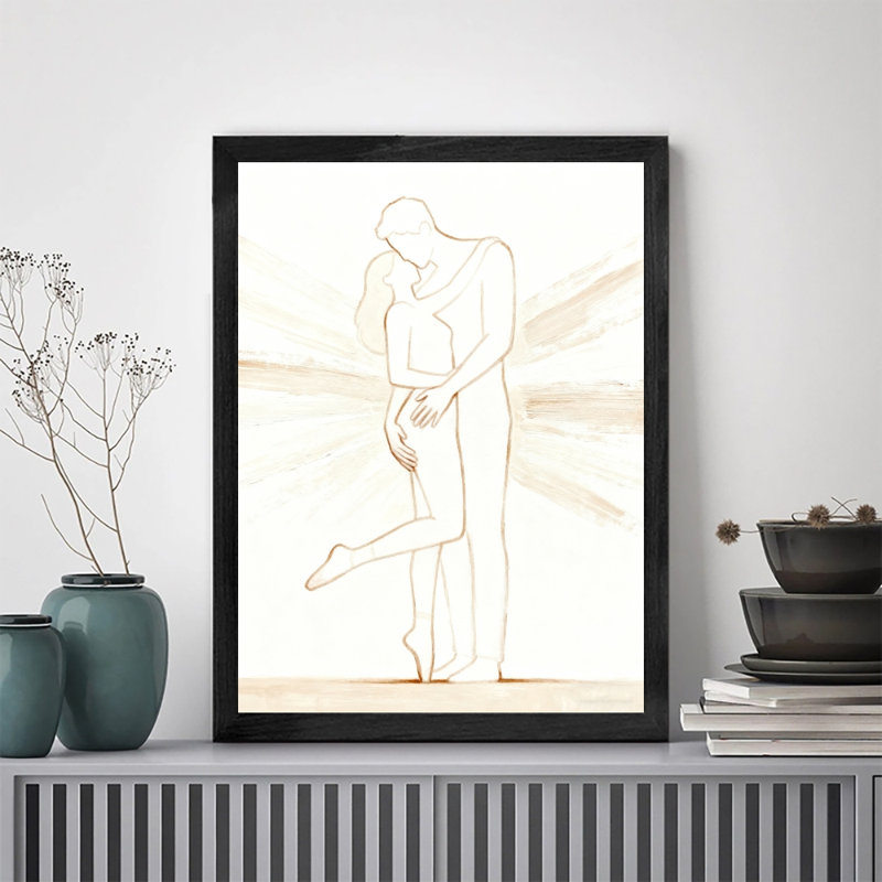 Art encadré noir encadrant des lignes de silhouette rétro, impressions de style rétro, H 37 po x l 25 po