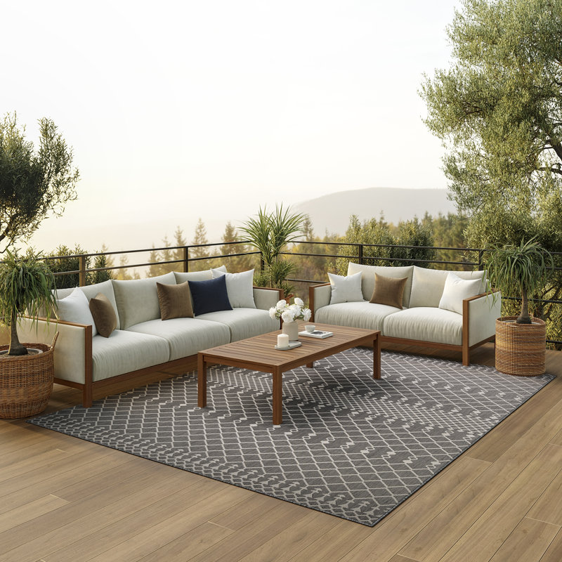 Robbs Rectangle Indoor/Outdoor Area Rug, Rectangle 7' x 10', Charcoal/Gray