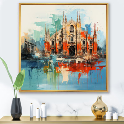 Paysage urbain de Milan en bleu orange - art mural Milan