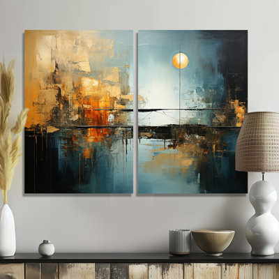 Bleu sarcelle orange audacieux Energy I - ensemble de 2 impressions sur toile sarcelle modernes