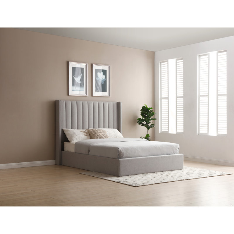 Heswall Upholstered Bed, Grey Velvet