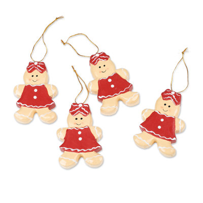 Bungalow Rose Handmade Gingerbread Sweeties Wood Ornaments (Set Of 4)