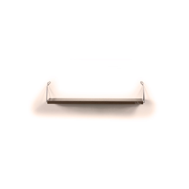 Tablette simple flottante murale suspendue en métal, Noyer / chrome