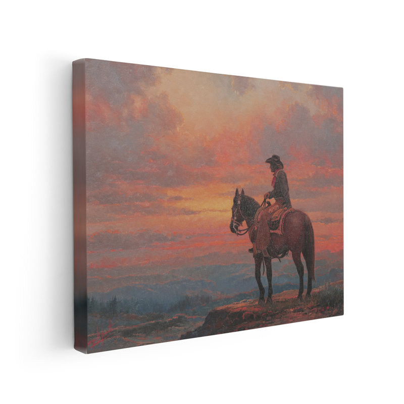 Coucher de soleil Cowboy, Unframed, Canvas, 16"H x 20"W