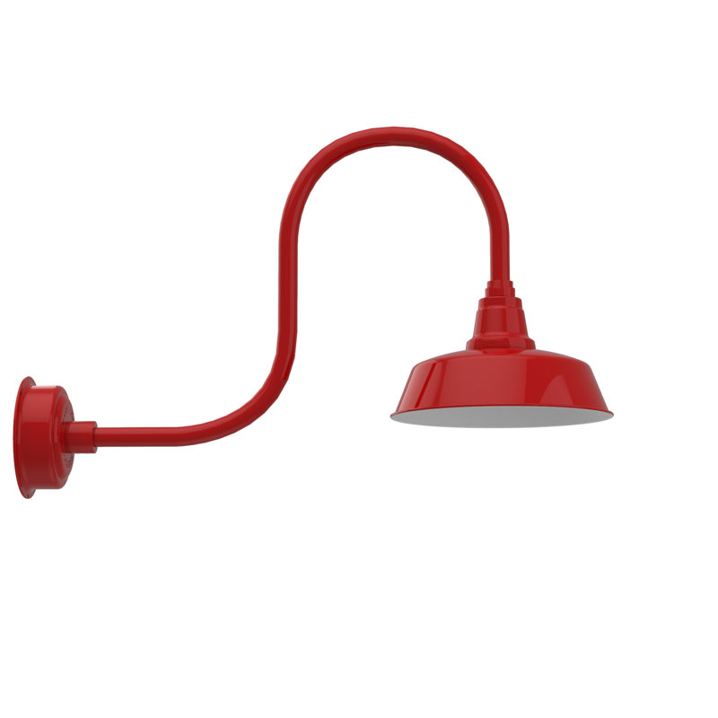 Luminaire de grange d'extérieur à DEL Vandervliet, H 9 po x l 12 po x P 17 po, Rouge cerise
