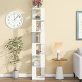 6 Tier Rotating Bookshelf, Floor Rack Simple Bookcase  With Acrylic Plate Student Multi-Function Creative Bookshelf For Living Room