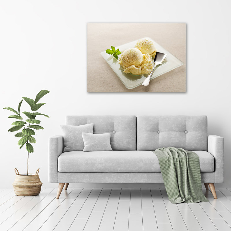 Ice Cream On The Plate - No Frame Print on Glass