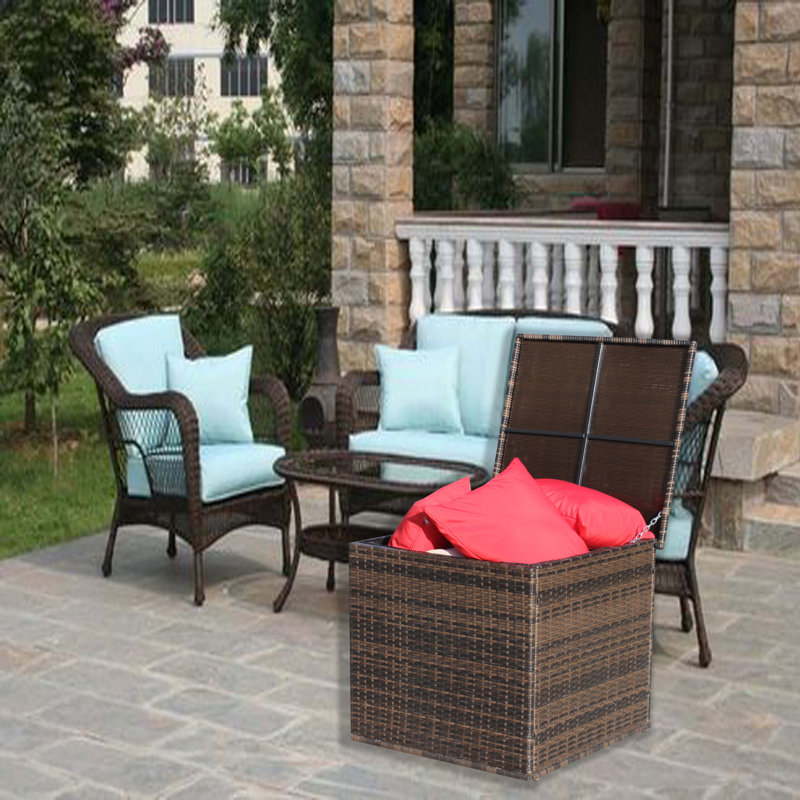 Boîte de rangement pour meubles de patio en osier durable (brun) pour le salon, le patio et la décoration intérieure
