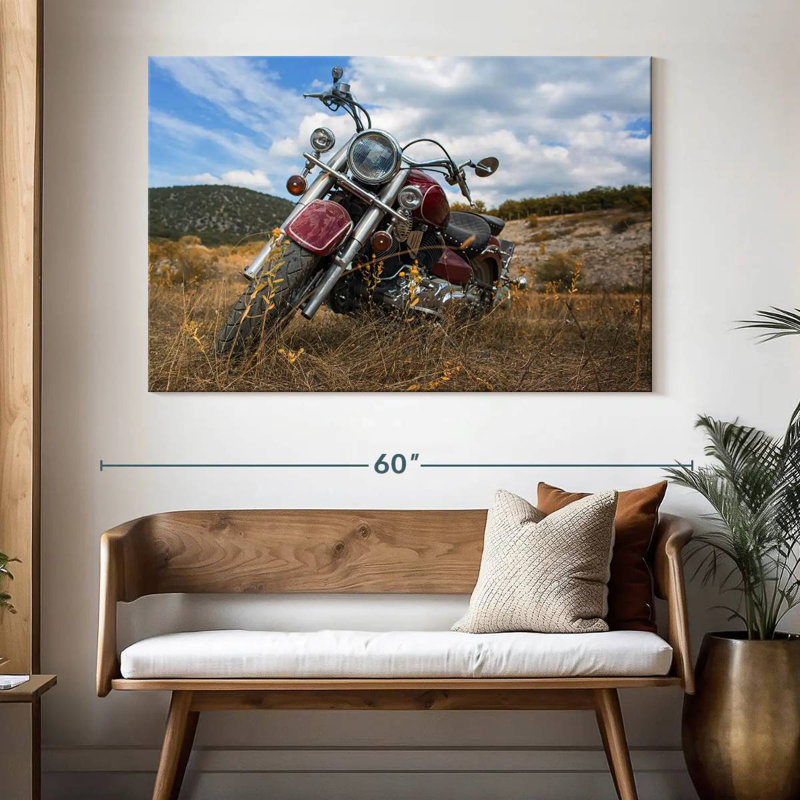 Mehar Parked Classic Motorcycle, 34" H x 51" W