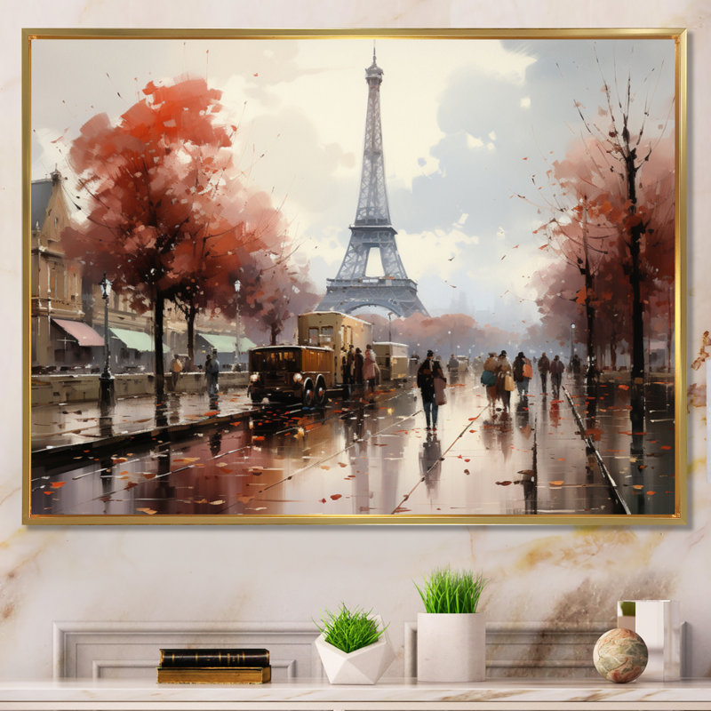 Maryliz, Paris français en 1950 - reproduction, H 24 po x l 32 po, Encadrement doré
