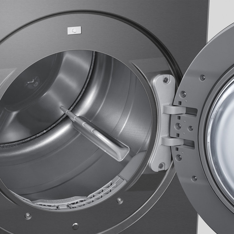 Samsung 7.6 cu. ft. Bespoke AI Ultra Capacity Front Load Electric Dryer with AI Home and AI OptiDry+ in Ivory, Dark Steel