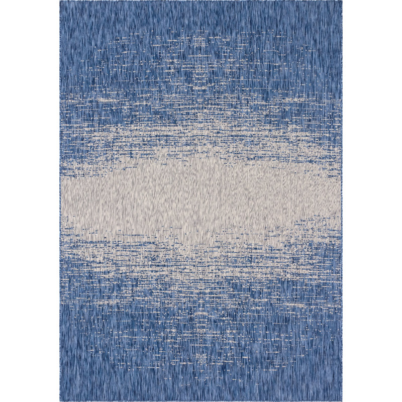 Datto Abstract Indoor / Outdoor Area Rug, Rectangle 8' x 11'4", Blue